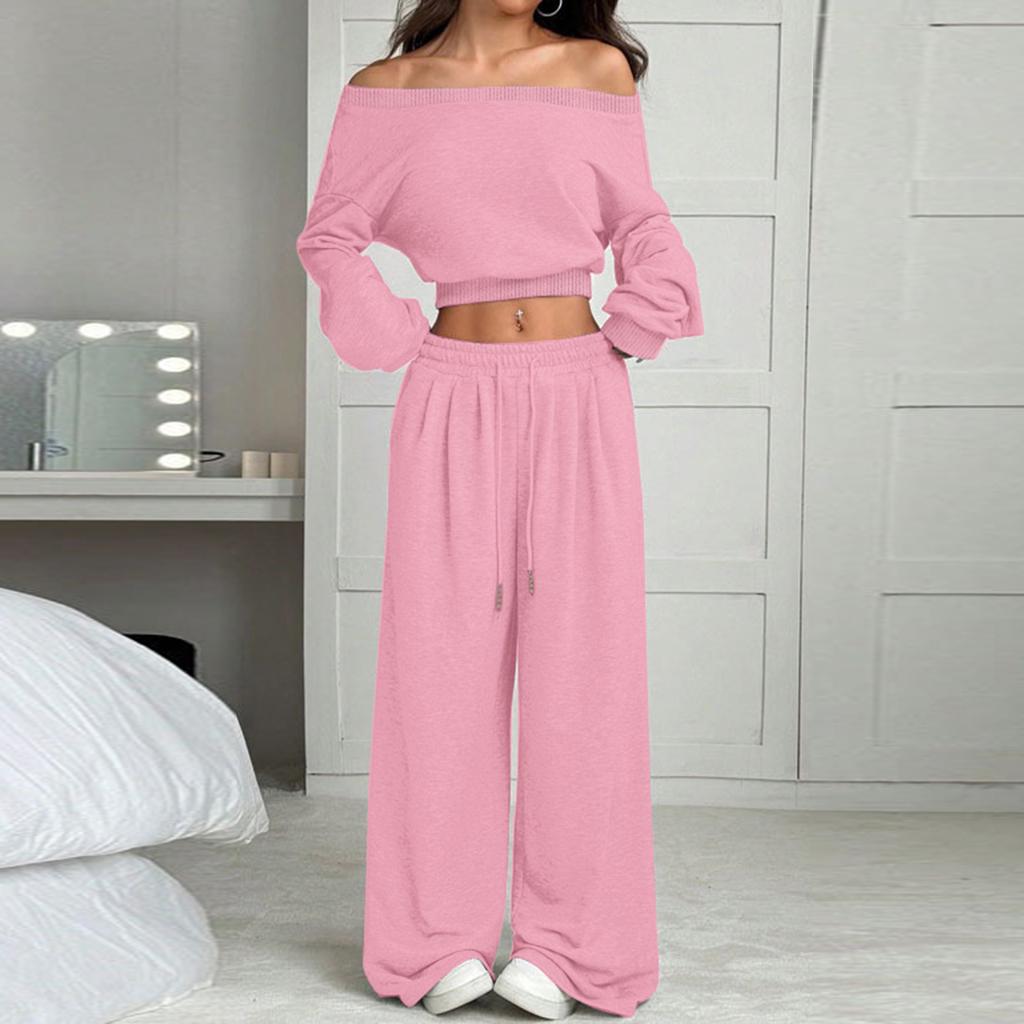 Women's Fashion Top Slim Fit Casual Pants Set