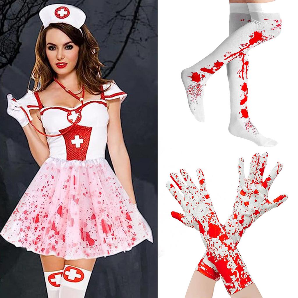 Halloween Haunted House Horror Atmosphere Dress Up Props Blood Gloves Socks Apron Cosplay Devil Suit