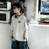Boys Summer Cotton Loose Short Sleeve T Shirt Cool Three Stripe Kids Half Sleeve Top