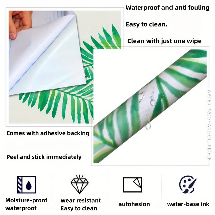 Tropical Palm Peel and Stick Wallpaper Removable Green White Vinyl Self Adhesive Wallcovering for Living Room Bedroom home decor