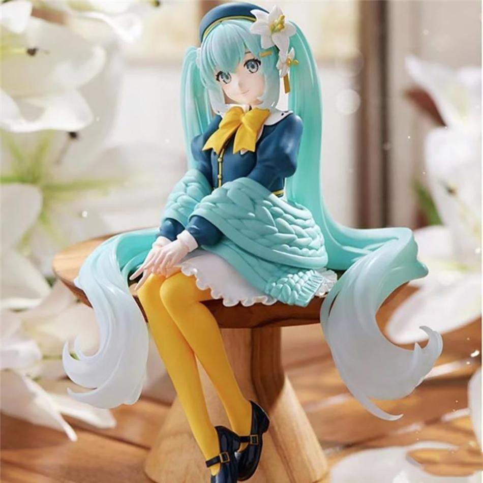 New Hatsune Miku Flower Fairy Lily Noodle Stooper Anime Action Figure Toys 14Cm Pvc Collectible Model Toys Kid Birthday Gift
