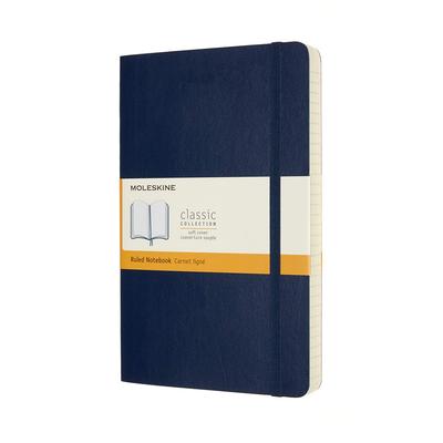 Rozšírený poznámkový blok Moleskine Classic (400 strán), Mäkká väzba, Vodorovne linajkovaný, Veľký formát (13 cm x 21 cm), Zafírovo modrá, QP616EXPB20