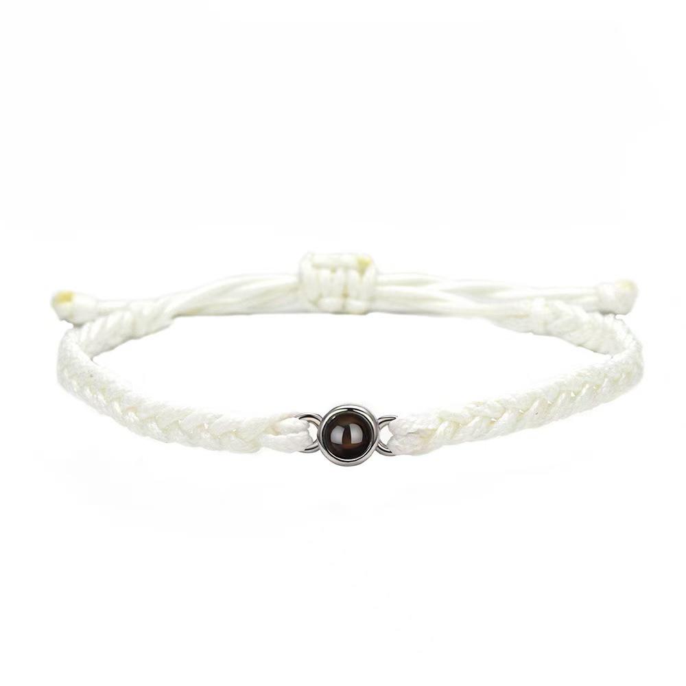 Handmade Woven Stainless Steel Bracelet with Custom Photo and 'I Love You' In 100 Languages Projection