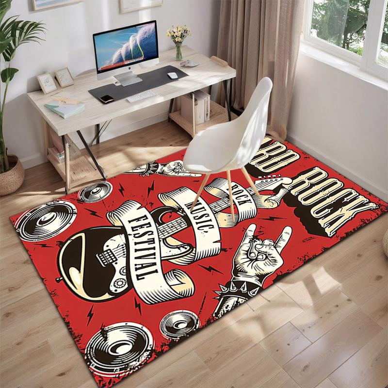 1Pc Musical Elements Printed Circular Carpet, Home Door Mat, Outdoor Travel Protection Carpet A9