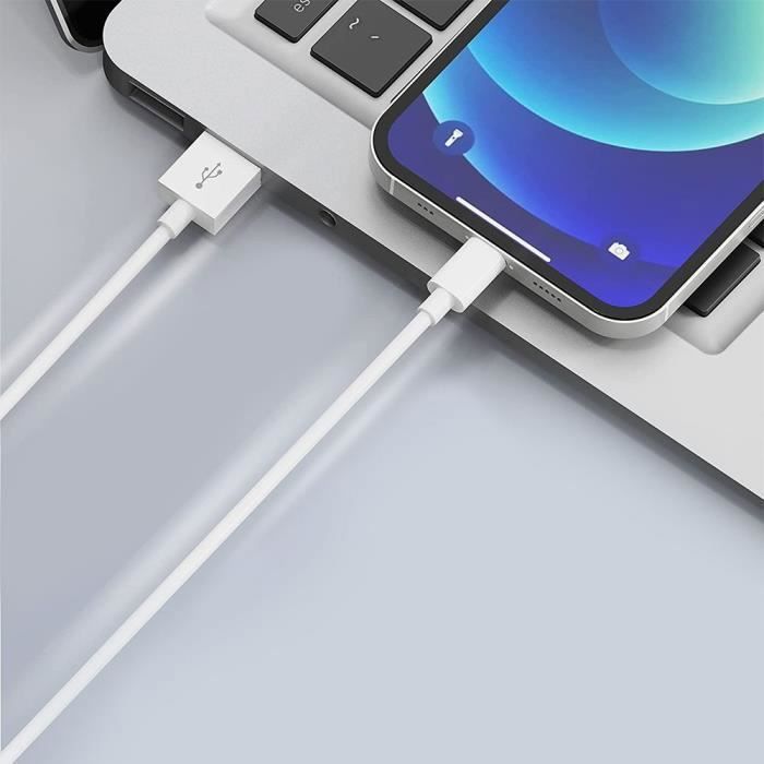 Lot de 3 Câble USB Chargeur pour iPhone - PROSHOP - 1M - Blanc