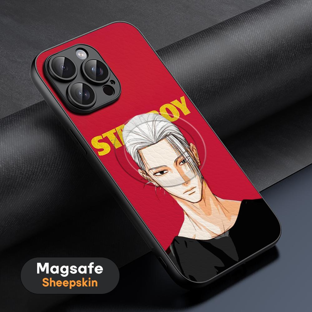 Taro Sakamoto Japan hot anime Phone Case For iPhone 16 15 14 13 12 11 Plus Pro Max High-end Luxury Magsafe Sheepskin