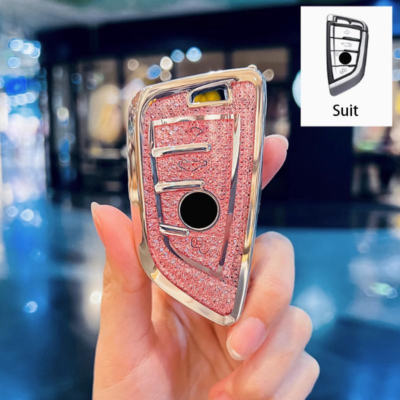 

Diamond Pink Style Fob For Bmw 1 3 5 7 Series X1 X3 X5 X7 F10 F15 F16 F20 F21 F30 F31 F32 F34 G01 G02 G20 M3 Car Key Case Cover