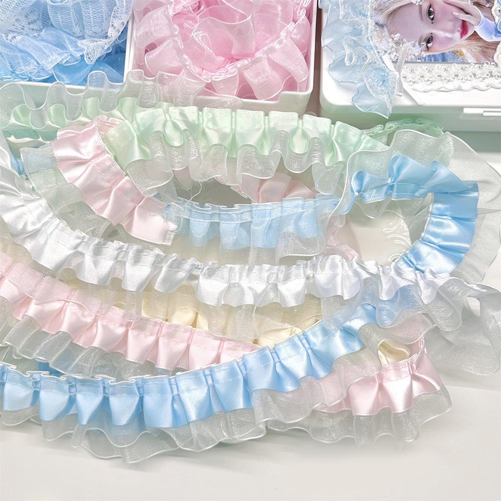 1Meter 4CM Wide Organza Satin Pleated Lace Ribbon Lolita Bags Decorative Fabric Ruffle Trim DIY Ita Bag Decor Packaging Material