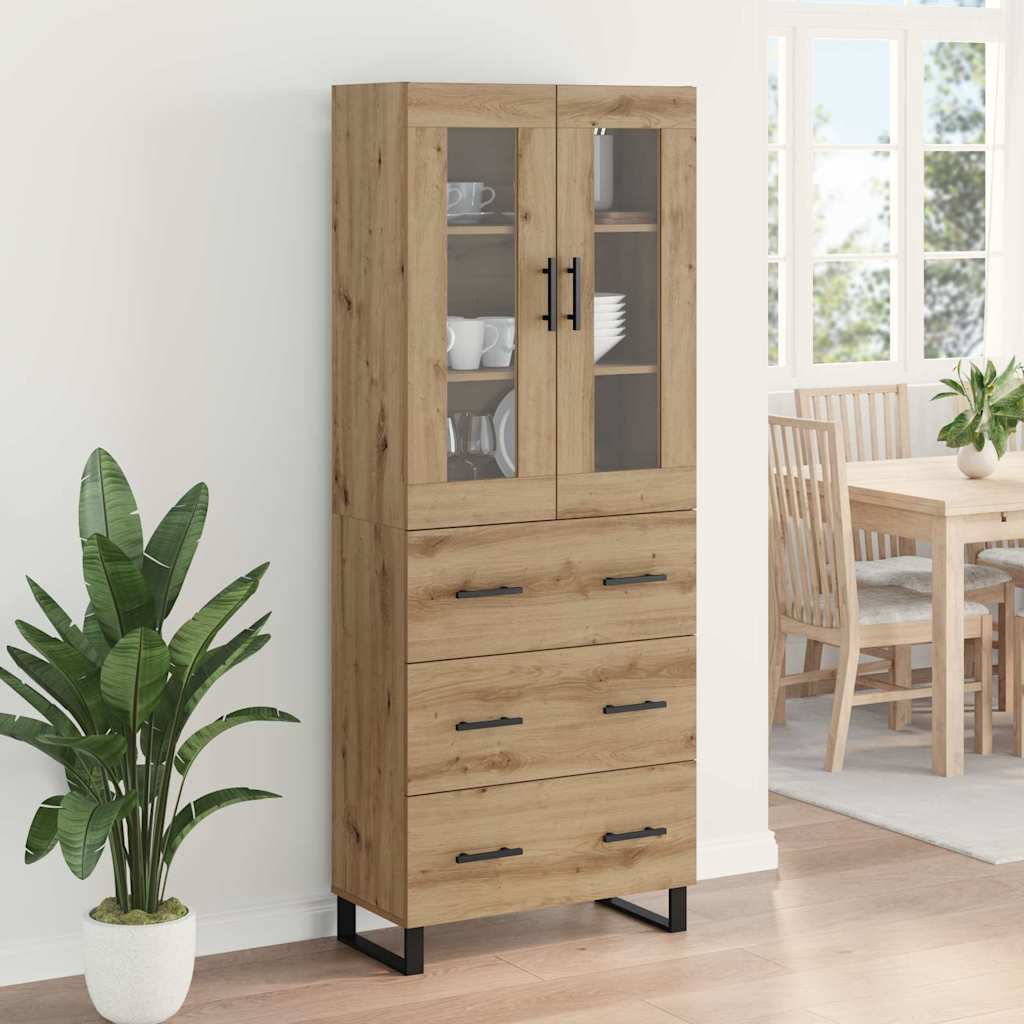 Highboard with Drawers 2 pcs Artisan Oak Wood Based Material