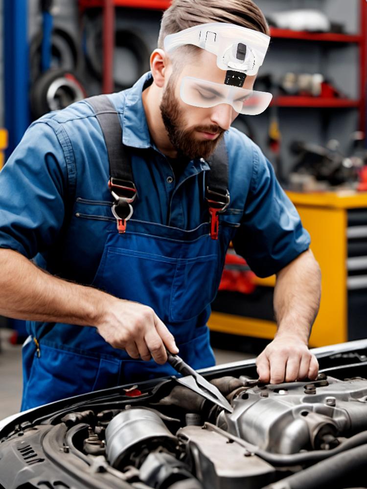 LED Head Magnifier 5 Interchangeable Lenses 1.0X To 3.5X Jewelers Loupe with 2 LED Lights Hands Free Headband Magnifying Glasses