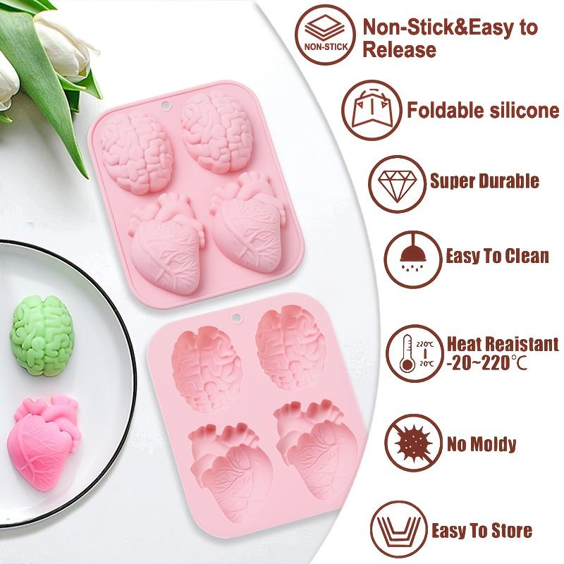 Blau und Rosa Menschliches Herz und Gehirn Silikonform 3D Organform Geeignet für DIY Backen Kuchen Backutensilien
