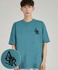 Astral Projection Symbol Logo Round Neck 15-Count Cotton Short Sleeve T-Shirt_Blue Green