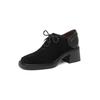 Fashion New Spring Autumn Sheep Suede Lace Women Loafers Square Toe Chunky Heel Shoes Comfort Women Pumps Shoes for Women High Heels