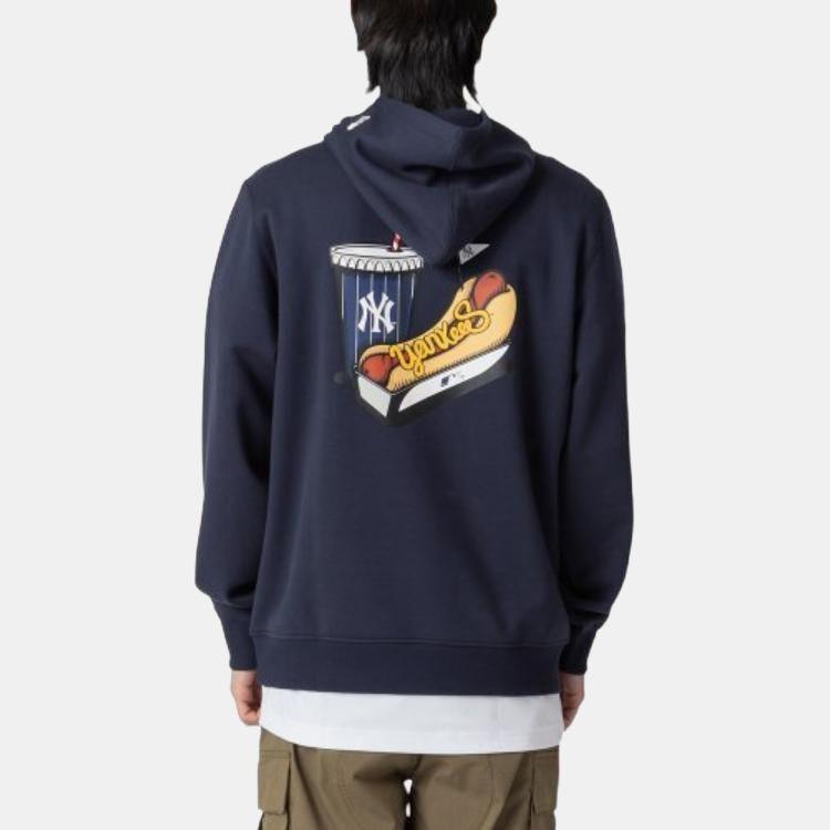 New Era Felpa con cappuccio e stampa logo MLB a maniche lunghe da uomo Blu 12715378