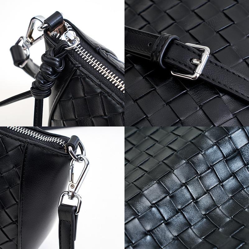 Leather Women's Bag Messenger Bag Women's New Summer Versatile Commuter Cowhide Woven Shoulder Bag