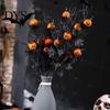 Spooky Home Decor Halloween Pumpkin Stem Decor, Black Maple Leaf Artificial Branch for Indoor Party Decorations Scene, Festive Table Centerpiece,