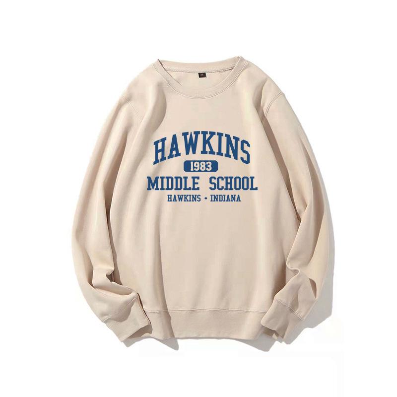Stranger Things Unisex Hoodie - Hawkins Middle School, Long Sleeve, Autumn/Winter, Round Neck