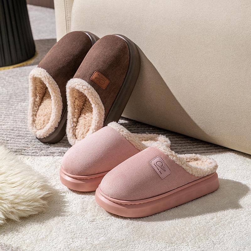 Dámské a pánské bavlněné pantofle: Teplé, Protiskluzové, s Tlustou Podrážkou, Sametově Podšité pro Podzim/Zimu