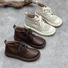 Genuine Leather Cooling Boots Cowhide Flat Shoes with Perforated Holes
