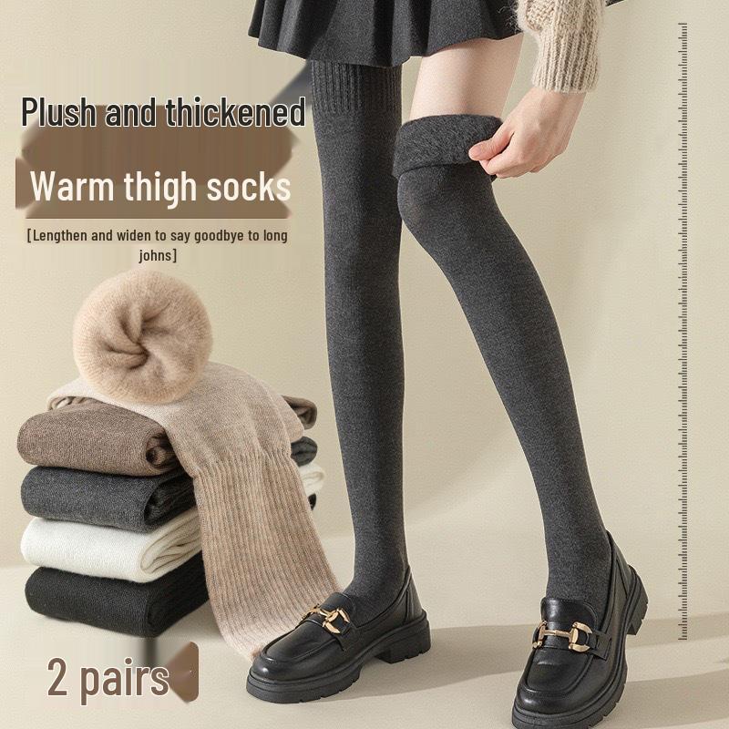 

Чжуцзи Женские Толстые Теплые Гольфы Выше Колена | Махровые Компрессионные до Бедра | Японские Простые Однотонные для Осени и Зимы Coffee