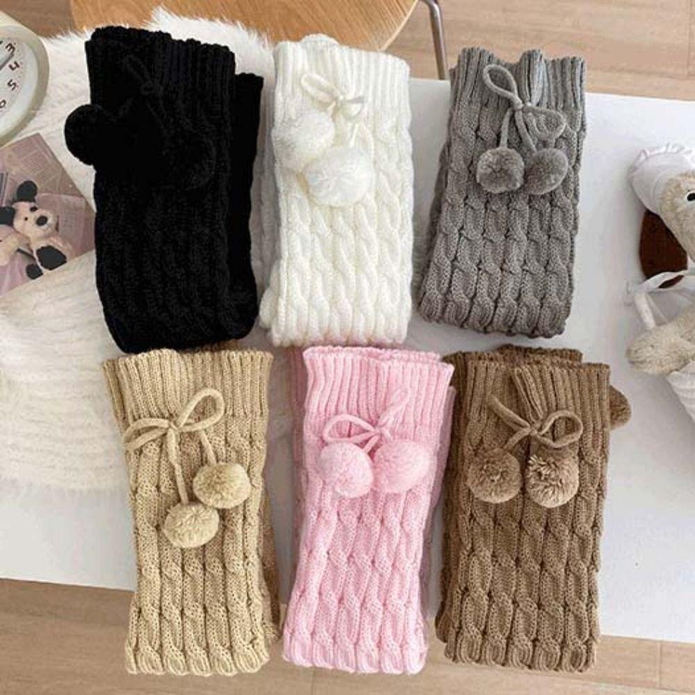 Korean Style Children's Sock Cover Plush Leg Cover Hairball Long Stacked Socks  Autumn and Winter
