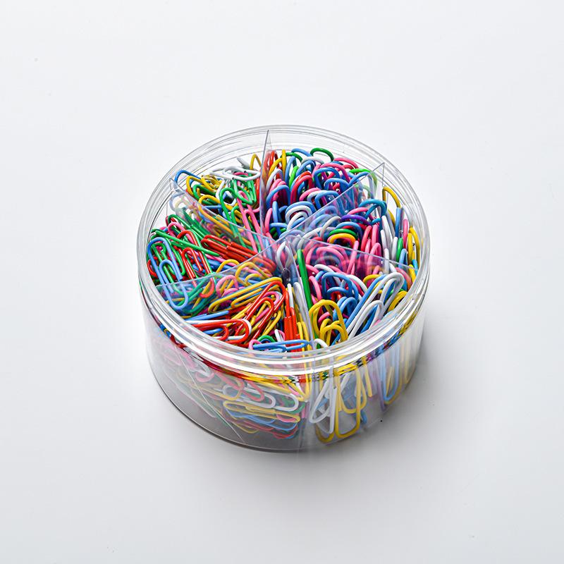 Mixed Size & Color Plastic-Coated Paper Clip Set - 6 Colors