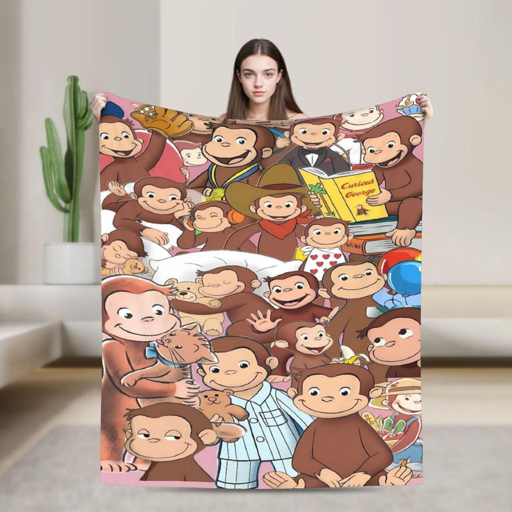 Curious George-s Blanket  Soft Street Trend Plush Throw Blanket For Living Room Travel Flannel Bedspread Bed Cover