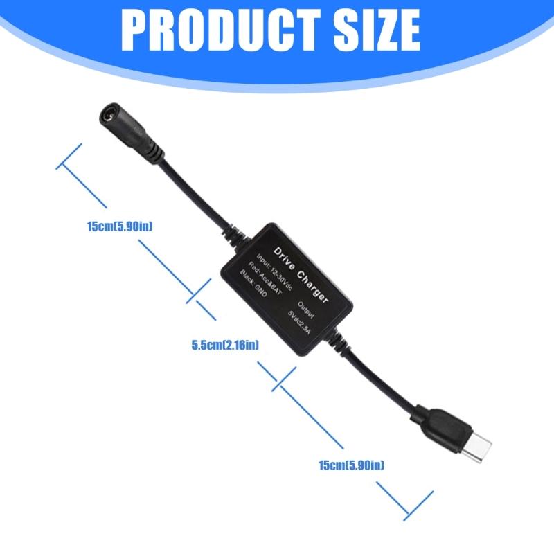 9V/12V/24V DC5521 to USB C Car Power Cable DC5.5x2.1 To Type C Step Down Adapter 5V 2.5A Output For Dashboard Camera Routers