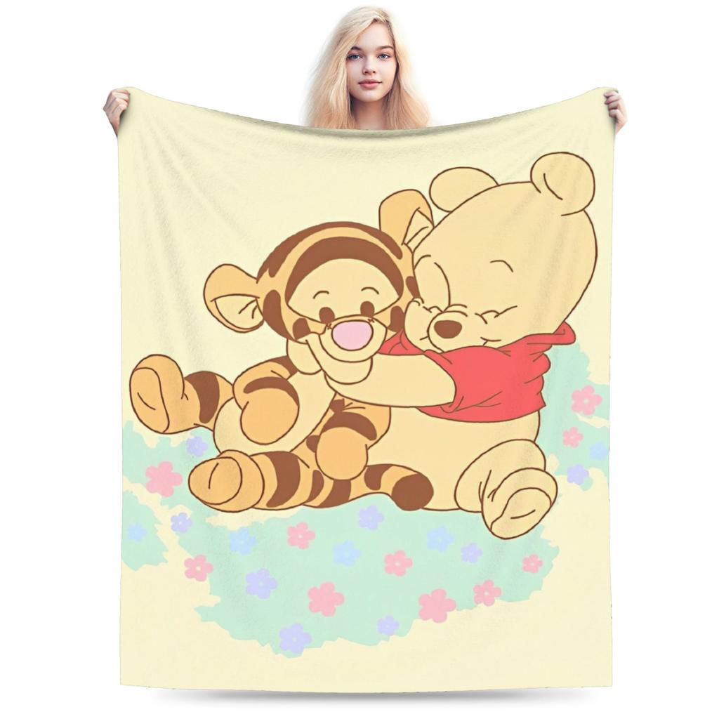 Winnie the Pooh Blanket Cute Cartoon Flannel Awesome Warm Throw Blankets for Bedding Lounge Spring Autumn