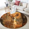 Autumn Forest Deer Round Area Rug,Carpet Rug for Living Room Bedroom Sofa Playroom Decor,Non-slip Floor Mat