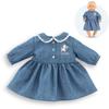 Robe Week-end a Paris - Corolle - 30 cm - Imitation denim - Col claudine - Broderies coeurs