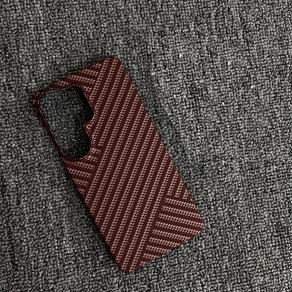 Kevlar Twill Striped Magnetic Frosted Phone Case for Samsung S26 S25 S24 Plus S23 Ultra Wireless Charge Carbon Fiber Thin Cover