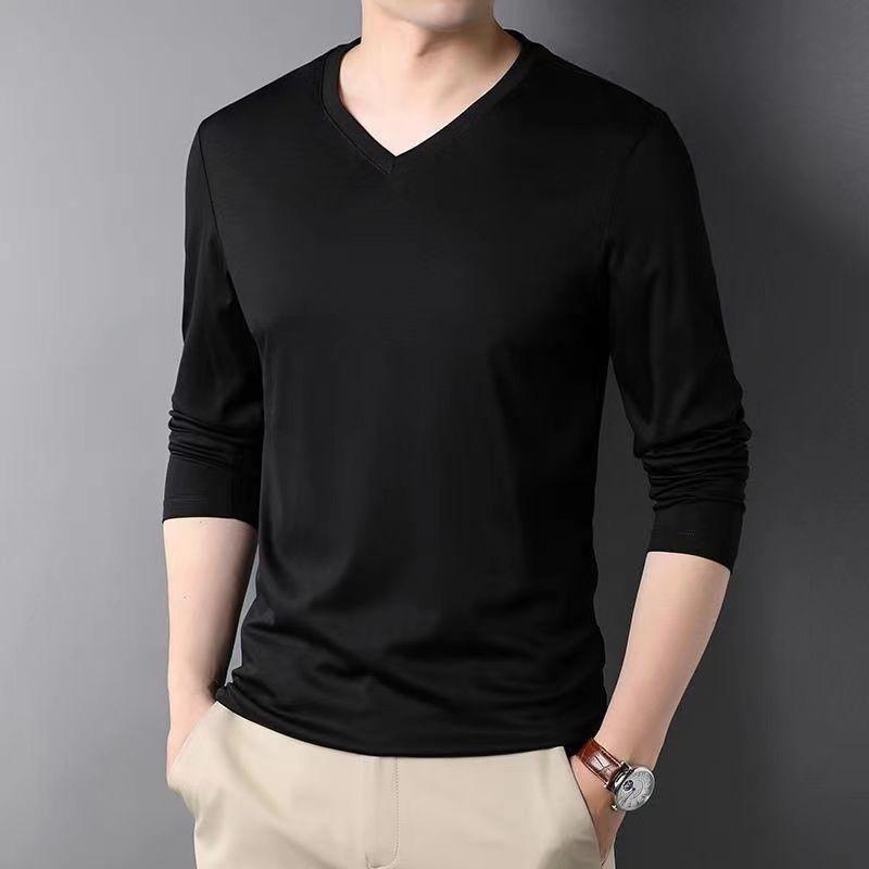 Spring Summer Period Long Sleeve Cultivate Ones Morality Men's T-shirt O-neck Solid Polyester T Shirt Men Red Blue Black