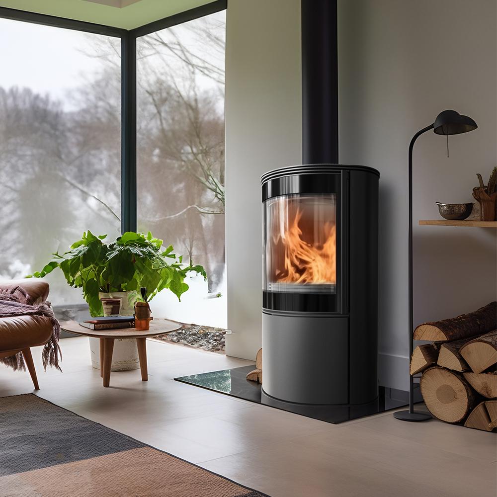 Freestanding Stove BJORN 8kW Ø150 LARGE GLASS ECO Steel Inlet ACCESSORIES
