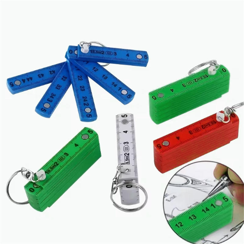 1pc Multifunctional ABS Plastic Folding Ruler,45cm/17.72in,10-Fold with Keychain,Compact and Portable,Folding Ruler Drawing Tool