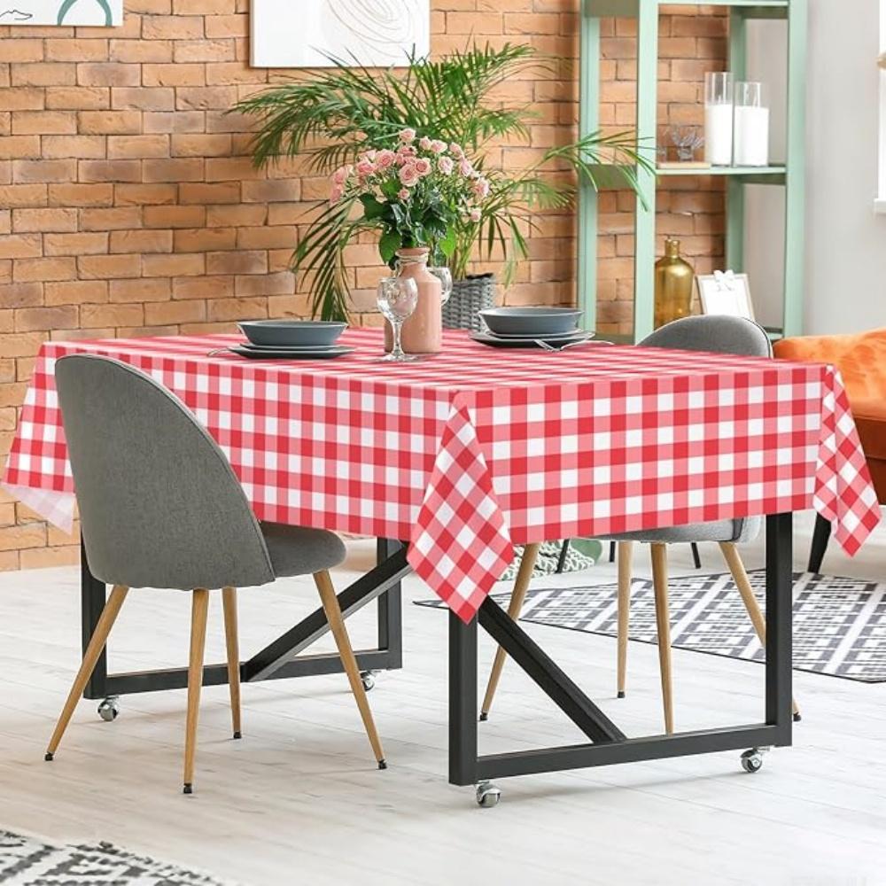 1/2pcs Disposable Table Cloth Waterproof Plastic Tablecloth, Rectangle Checkered Table Covers for Picnic, Birthday, Part