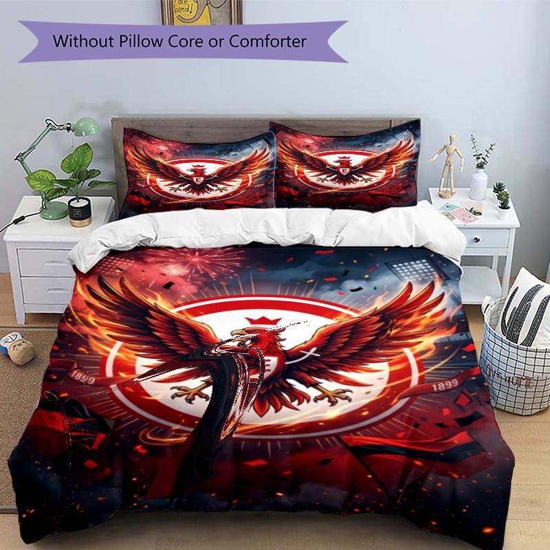 3pcs Duvet Cover Set (1*Duvet Cover + 2*Pillowcase, Without Core), Eintracht Frankfurt Print Bedding Set, Bedroom Decor, All‑Season, Gift