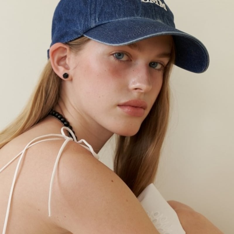 LOVE ME MONSTER Vintage Denim LMM Logo Ball Cap_Blue