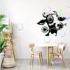 1PC 2D Flat Floral Cow Metal Wall Art Black Silhouette Plaque Farmhouse Decor for Living Room Bedroom Kitchen