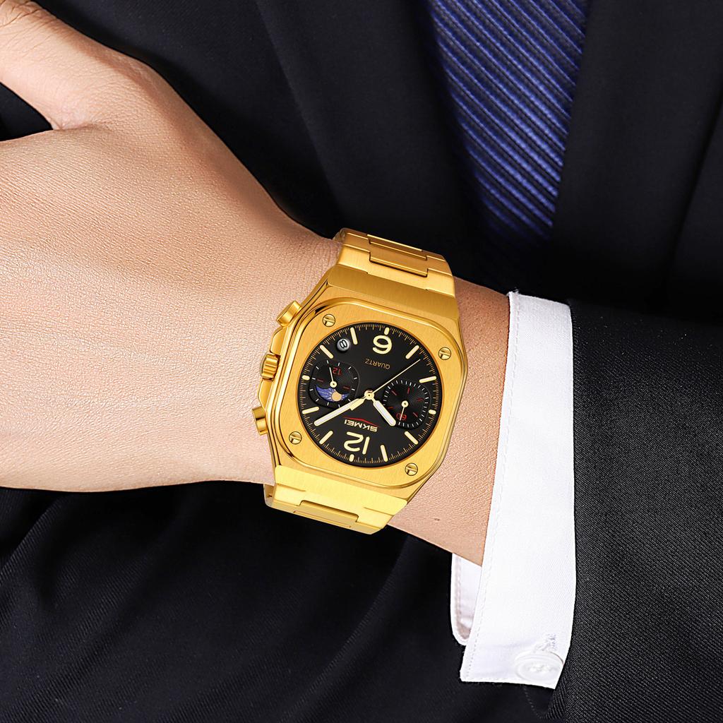 Men Watch Luxury Business Quartz Mens Watches Full Steel Waterproof Chronograph Wristwatch Men Relogio Masculino