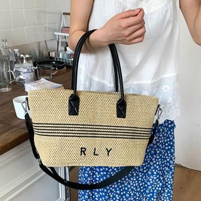 Niche Design Straw Woven Tote Bag Women's Large-capacity Beach Bag Seaside Vacation Style Fashionable Versatile Women's Woven Bag