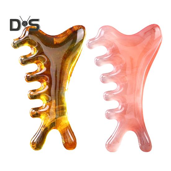 4-in-1 Scalp Massager Comb Wide Tooth Combs Resin Gua Sha Tool for Head Facial Therapy Acupressure & Meridian Stimulation