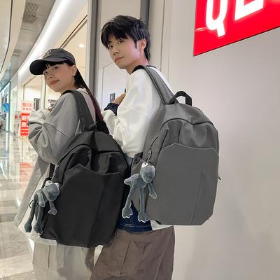 Schoolbag New Casual Backpack Large Capacity Simple Trendy Cool Computer Backpack Medium College Student Solid Color Schoolbag Lightweight