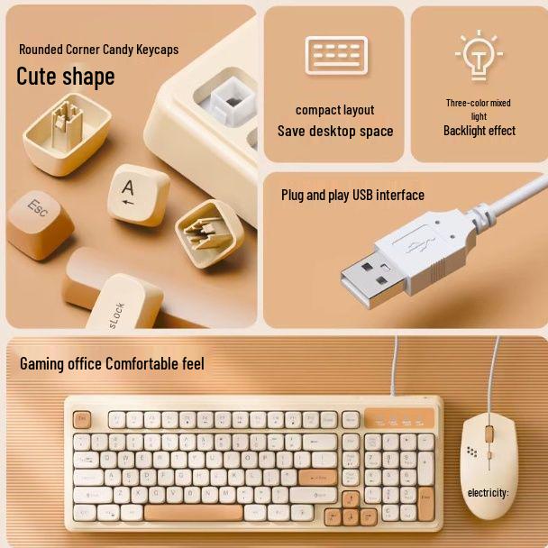 Wired Backlit Silent Keyboard & Mouse Set for Desktop, Laptop, Office, or Gaming