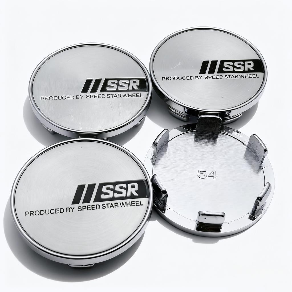 4pcs Silver Black SSR Logo Emblem Car Wheel Center Caps 54MM 49MM Rim Hubcaps Dust Cover Wheels Hub Cap Replace Car Accessories