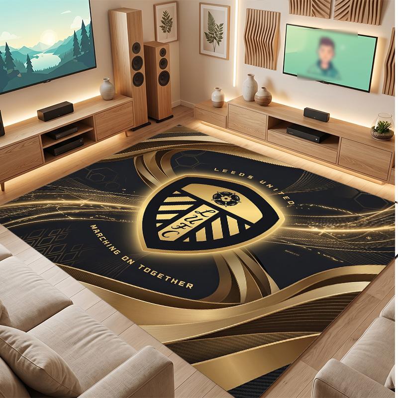 Tappeto in Velluto di Cristallo con Stampa del Leeds United Football, Comodo Assorbente d'Acqua Antiscivolo Tappeto per Pavimenti Interni