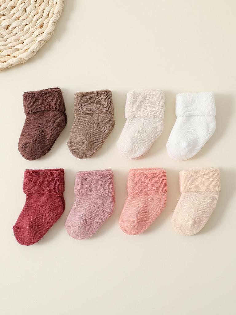 Thickened Warm Newborn Baby Terry Socks - Candy Colors for Autumn/Winter