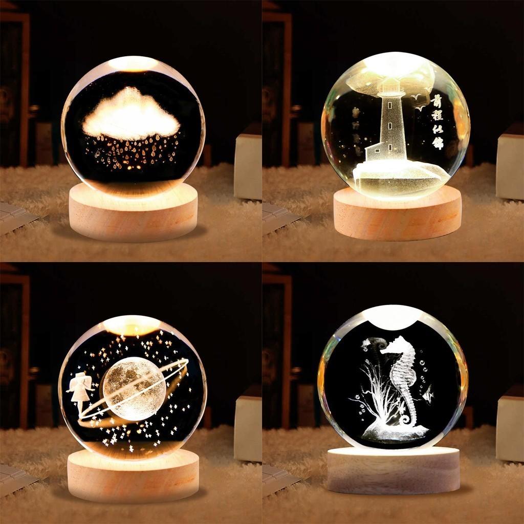 Crystal Ball Night Light With Deer Glass Material Resin Craft Gift Unique Novelty