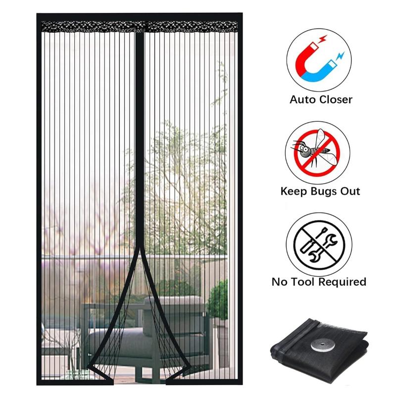 Diamond Mesh Mosquito Proof Door Curtain, Summer Mosquito Net, Magnetic Mesh Curtain,self-adhesive,home Use,no Punching Required