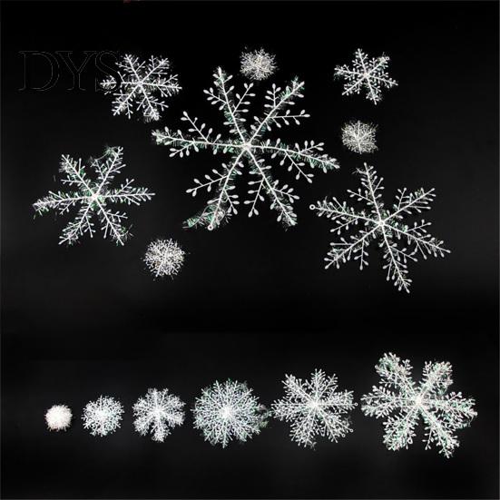 Indoor New Year Party Supplies 30 Pcs Christmas Snowflake Ornament, White Glitter Foil Tinsel Festival Decorative Hanging Ornaments Decoration